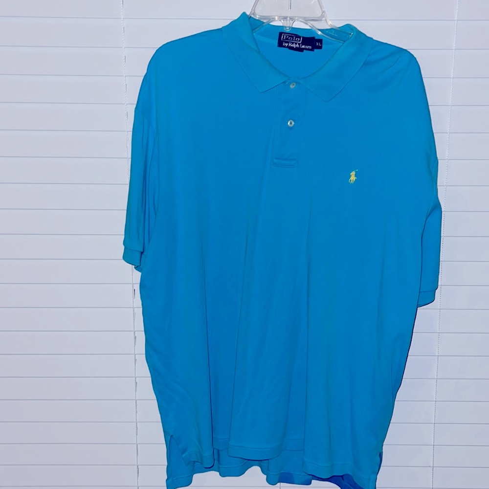 Teal Blue Polo with yellow horse.